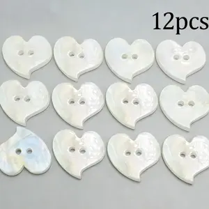 12 Rainbow Heart Buttons, Dual Hole Resin, Glossy Surface, Ideal for Sweater & Shirt Decoration, Craft Supplies, Sewing Essentials