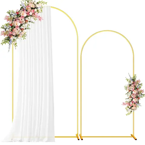 Gold Metal Arch Backdrop Stand Set (2/3 Pieces) - 7.2FT+6FT+6.6FT Sizes, Festive Decor for Weddings, Birthdays, Backdrops & Banners,home decor
