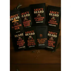 Saucy Beard Variety Sample Pack — 8 Signature Rubs, 1 oz Each, Perfect for Testing and Stocking, No Fillers, No Shortcuts