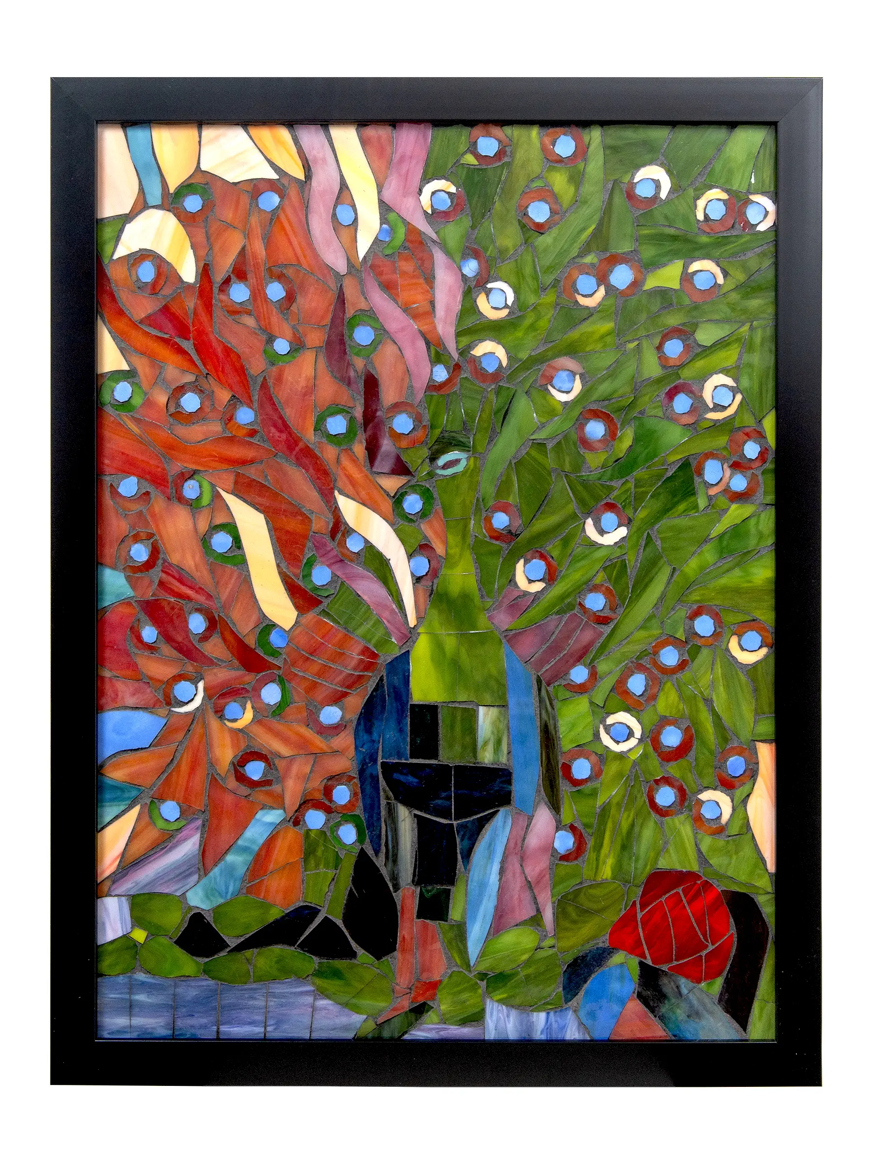 Dale Tiffany 18"x24" M0007L Peacock Handmade Mosaic Art Glass Suncatcher and Wall Art Decor
