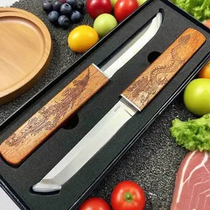 Handmade Portable 2 In 1 Dragon And Phoenix Double Blades Knife,Samurai Chef Knife 2 In 1