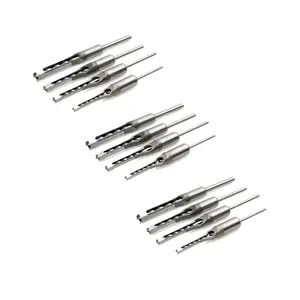 4 Piece Set High-Speed Steel Square Hole Drill Bits, Precision Sizes 1/4, 1/2, 5/16, 3/8, Ideal for Wood, Plastic & Metal Applications