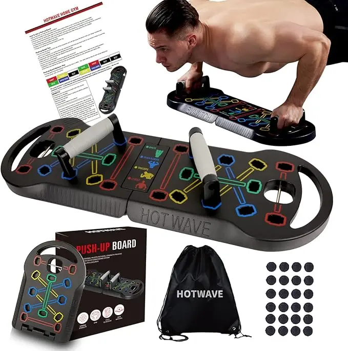 A multi-position exercise pushup board enhances workouts by targeting different muscle groups, offering various grip positions for optimal strength training.