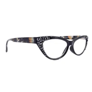 Lynx, (Bling) Cat Eyes, Women Reading Glasses Adorned W (Hematite) Genuine European Crystals (Tiger Brown, Black) Frame, NY Fifth Avenue.