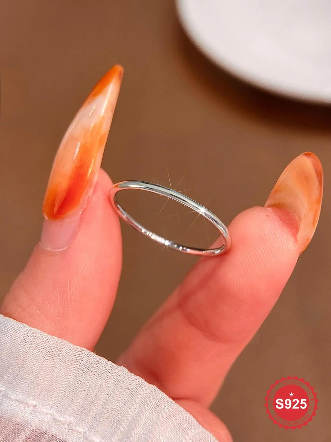 S925 Sterling Silver Minimalist Ring, Fashion Accessories for Women & Girls, Trendy All-match & Exquisite Jewelry for Birthday Gift