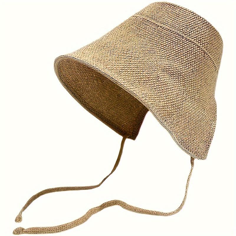 Cotton-Linen Summer Straw Hat — Sun Protection & Shade Hat | Seaside Woven Hat for Women | Vacation-Style Japanese Bucket Hat | Travel, Vacation, or Graduation Gift