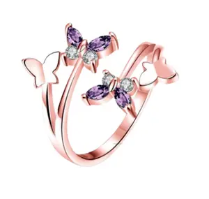 Amethyst Butterfly in Rose Gold Ring