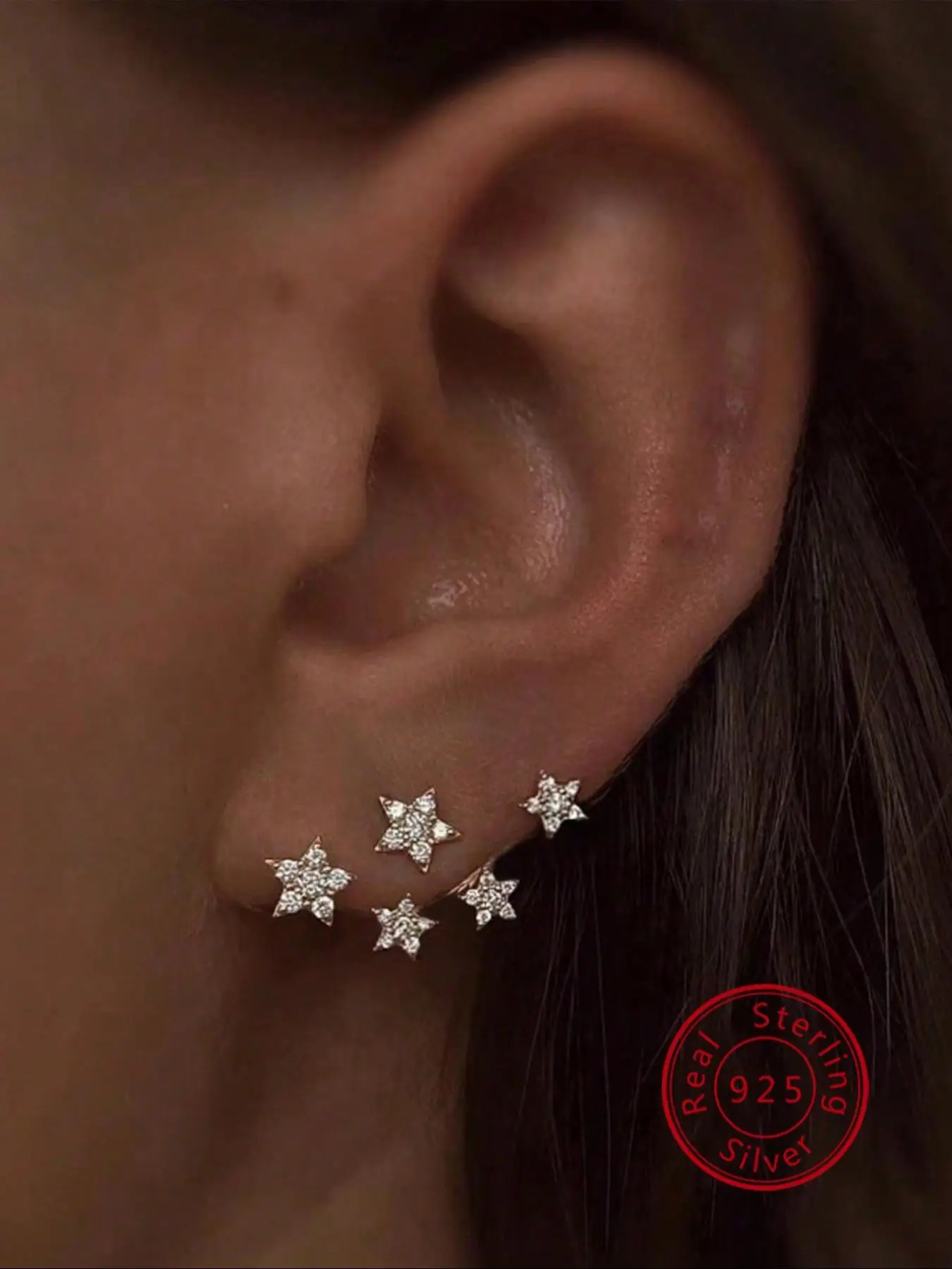 925 Sterling Silver Star Design Stud Earrings, Fashionable Earrings for Women & Girls, Trendy All-match & Exquisite Jewelry for Birthday Gift