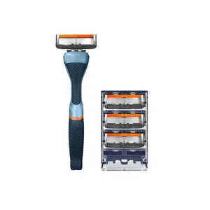 Dollar Shave Club Men's Razor Starter Bundle – Weighted Diamond Grip Handle + Signature 6-Blade Refills for a Close Comfortable Daily Shave