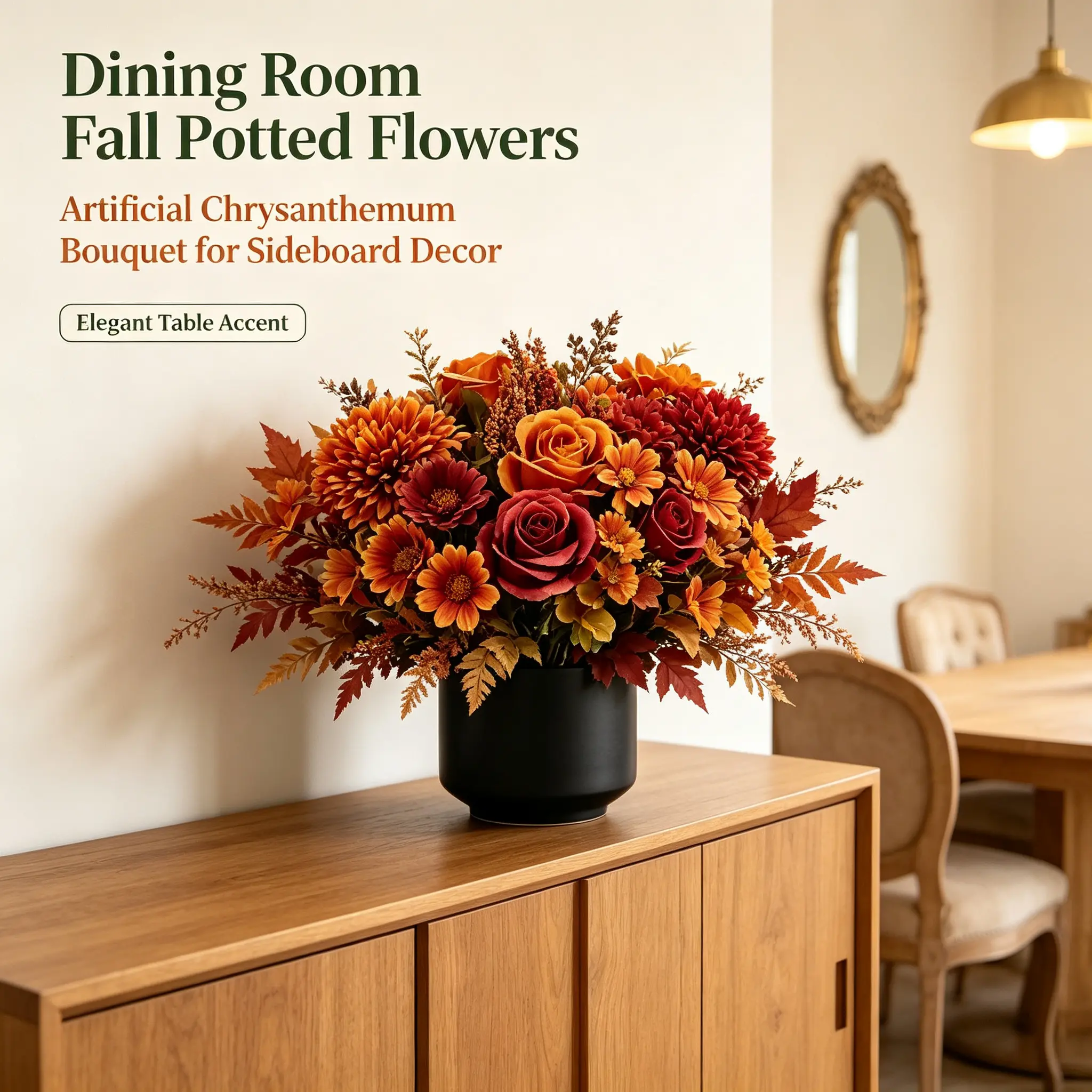 2pcs Artificial Fall Flower Bouquets, 12 Inch Autumn Rose Chrysanthemum Daisy Sorghum Mixed Floral Stems, Realistic Harvest Faux Flowers for Thanksgiving Halloween Table Centerpiece, Vase Filler, Home Porch Patio Garden Indoor Outdoor Autumn Decorations