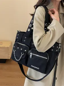 Women's Gothic Skull Shoulder Bag, Large Capacity, Ideal for Work Office Travel, Fashion Casual Daily Use