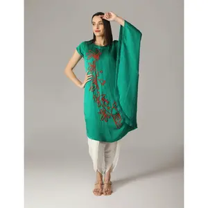 Iro Emerald Green Half Kaftan Kurta With Dhoti Pants
