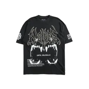 DARC SPORT American Style Retro Wolf Skull Print Pure Cotton Short Sleeve T-Shirt Loose Fit Unisex Plus Size Gym Shirts Workout Tops