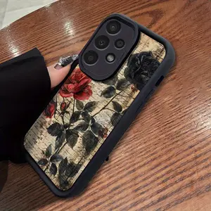 Phone Case - Vintage Dark Red And Black Rose Pattern Phone Case Compatible with 01/A02S/A03/A03S/A05/A10S/A17/A12/A13/A14 5G/A15 4G/A20S/A21S/A22/A23/A30S/A31/A32/A3/A34/A50/A51/A52/A52S 5G/A53 5G/A54 5G/A70/A71/A72/A73 5G/S20/S21/S22 5G/S22+ 5G/S22