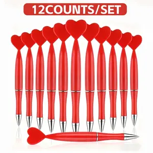 Heart-Shaped Ballpoint Pens Set, Valentine's Day Office Stationery & School Supplies, Perfect for Weddings, Parties, Festivals, 12/24/50 Pieces