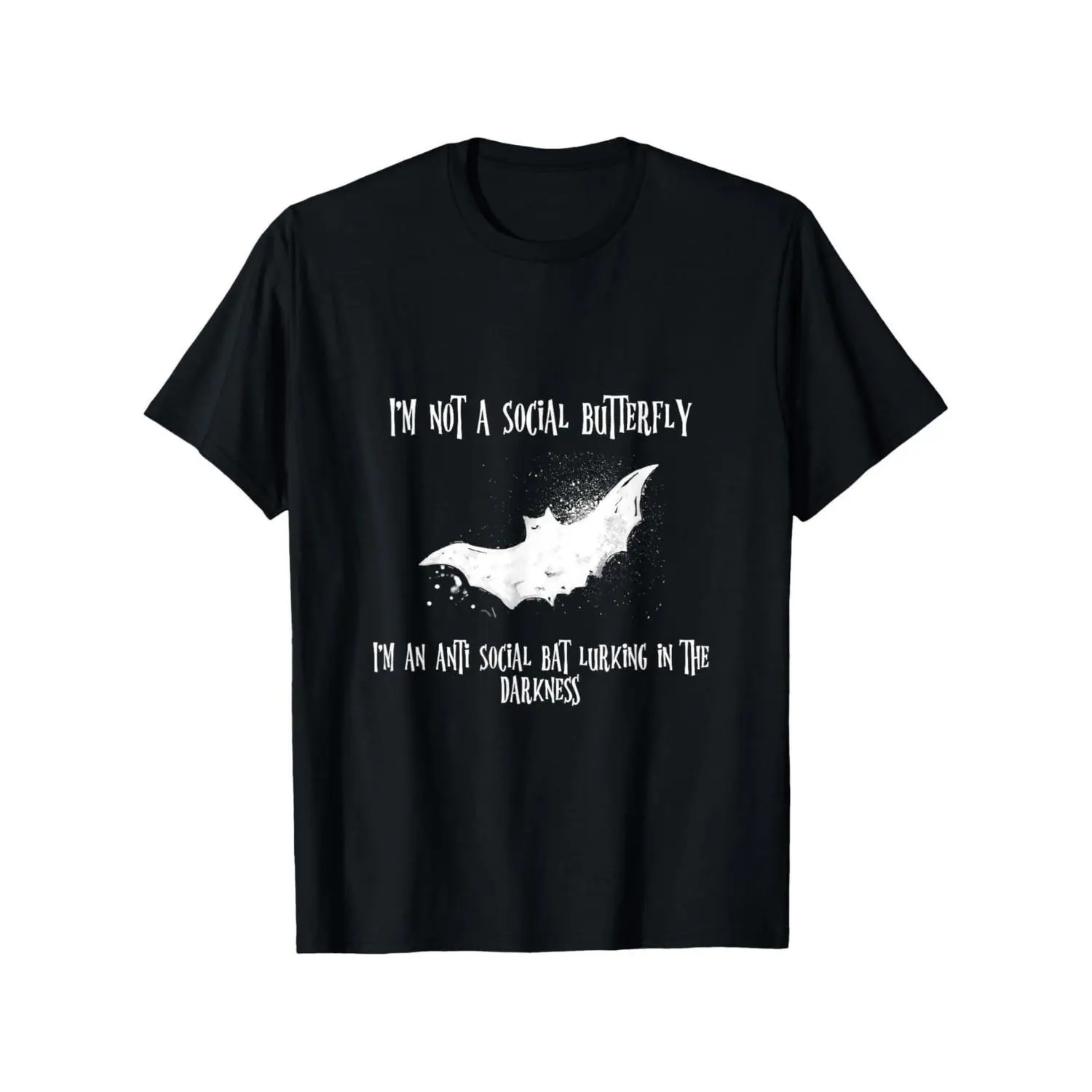 Vampire Bat Gothic Graphic Tee IM Not a Social Butterfly Anti Social Slogan Loose Fit Gothic T Shirt Ideal for Halloween Dark Fantasy Fans Unisex