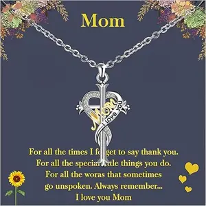 Christmas Gifts for Mom Wife Grandma Christian Gifts for Women Mothers Day for Mom Gift from Daughter Son Christmas Stocking Stuffers Necklace Heart Pendant with Box