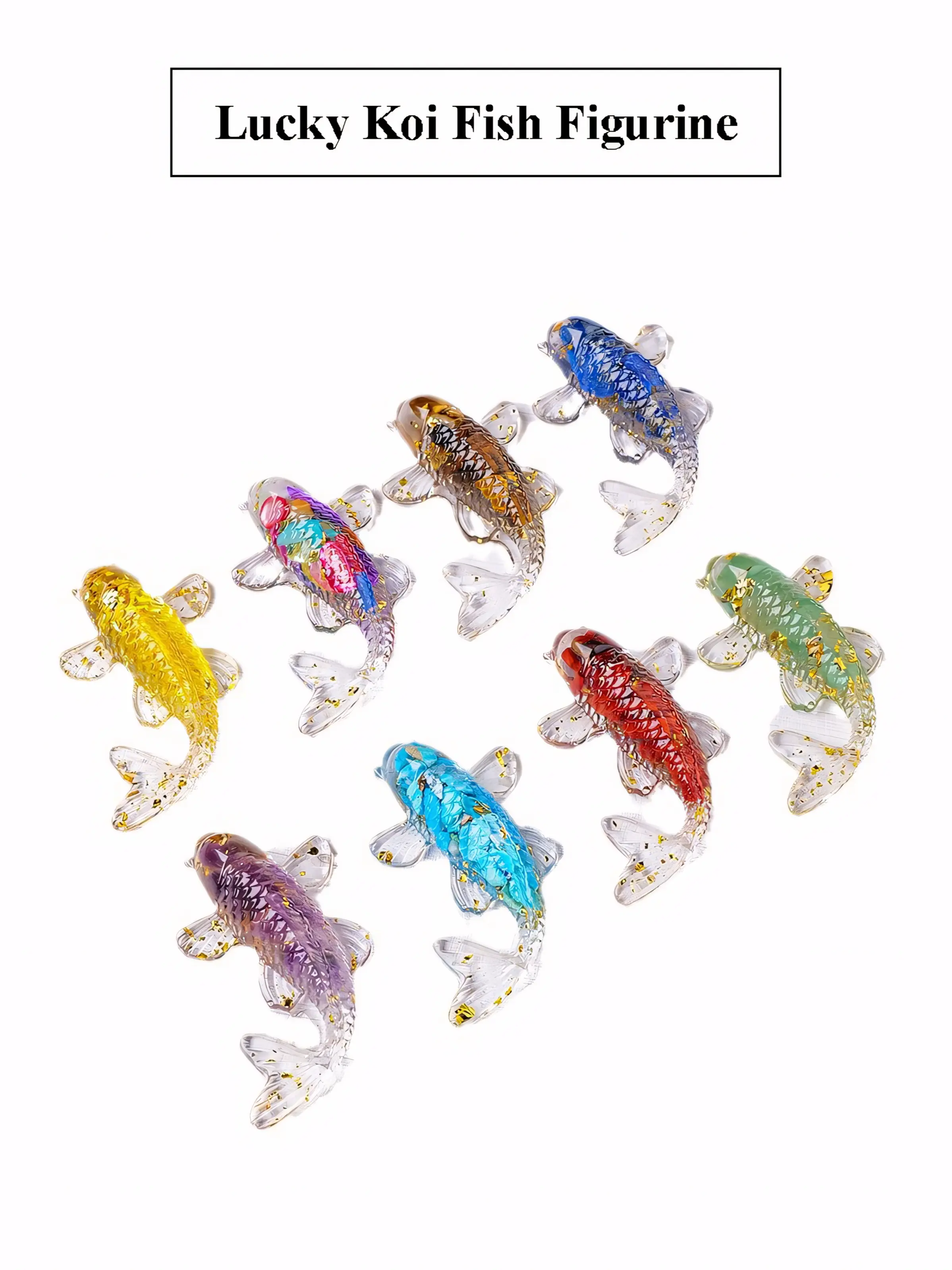 Elegant Crystal Fish Decor, Handmade Resin & Natural Quartz, Koi Fish, Home Decoration, Gift, Aquarium Ornament