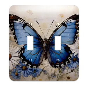 Metal SwitchPlate - Vintage Butterfly and Daisies Light Switch Cover, Multiple Sizes - #5306