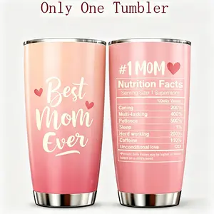 Best Mom Ever Tumbler - Mom Nutrition Facts Insulated Cup, 20oz Stainless Steel Coffee Tumbler for Mom, Perfect Mother's Day & Birthday Gift from Daughter, Son, Husband, New Mom Present
