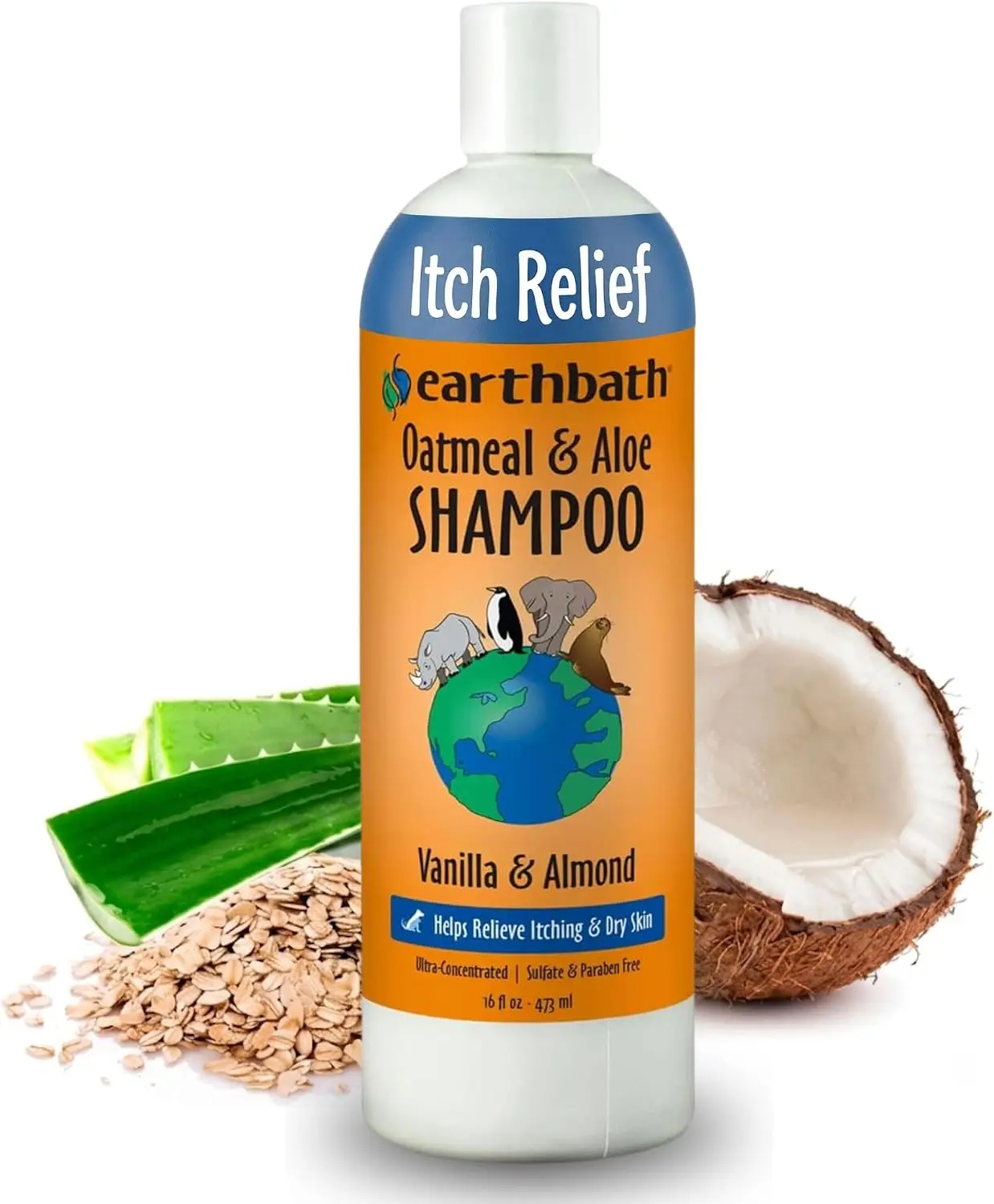 earthbath Oatmeal & Aloe Dog Shampoo, Itchy, Dog Wash, 16 Oz (1 Pack) Oatmeal Shampoo For Dogs, Dry Skin Relief, Made in USA, Cruelty Free Pet Shampoos - Vanilla & Almond