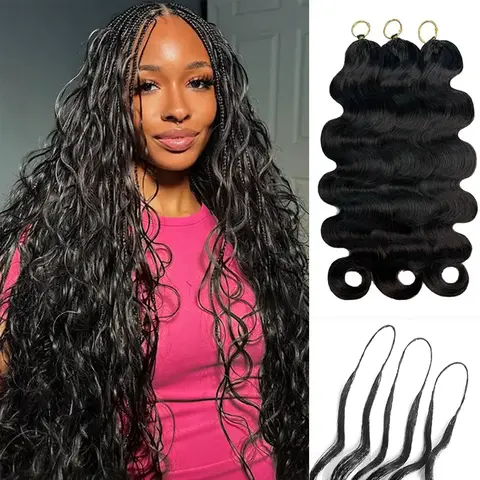 Asakiss Human Hair Body Wave Feather Crochet Extensions - Miracle Knots, Boho Braids, Knotless Pre-Separated, 50g, 40 Strands, Time-Saving Burmese Curly, 4-5 for Full Head, Lightweight Protective Summer Vacation Styles, Crochet Braids