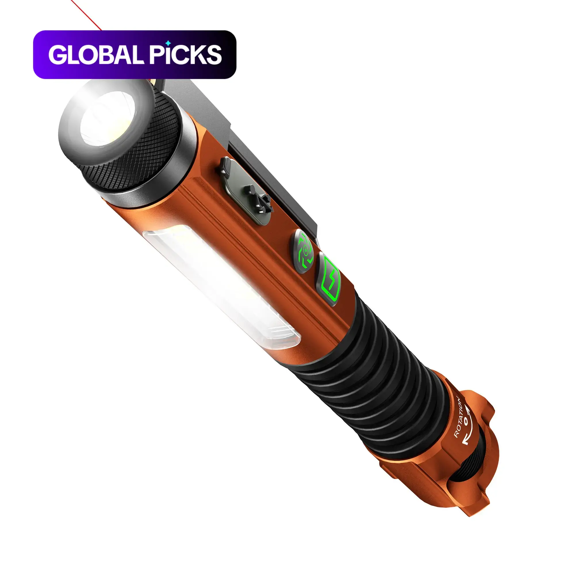 Magnetic LED Flashlight, Powerful Handheld Flashlights, Handheld Led Flashlights 800-lumen Rechargeable EDC Flashlight with Laser Pointer and USB Charging Cable, Super-Bright Hands-Free Work and Outdoor Light #GLOBAL PICKS