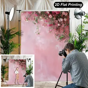 2D Flat Banner, 1pc Party Banner, 1pc Floral Backdrops - Fine Art Maternity Photography Background cloth Ornaments Perfect for Holiday Parties, Home Decor & Studio Props Holiday Decorations 90.5x70.8in
