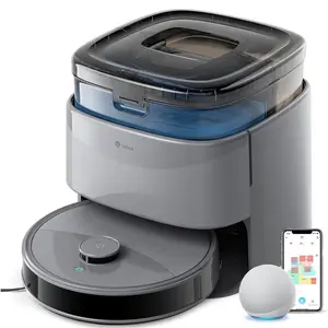 Lefant (New)M3 Max Robot Vacuum, Robot Vacuum and Mop, 20000Pa Suction, Anti-Tangle Brushes, Dual Spinning Mop,Smart Obstacle Avoidance，Self-Emptying&Refilling，Auto Mop Washing&Drying，Gray