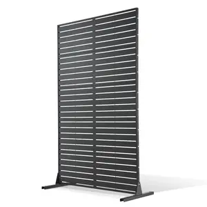 VEVOR Metal Privacy Screen, 44" W x 72" H Freestanding Modern Privacy Fence, Garden Divider Panel with Extended Base & Reinforcement Fixed, Freestanding Outdoor Divider for Garden, Indoor, Courtyard