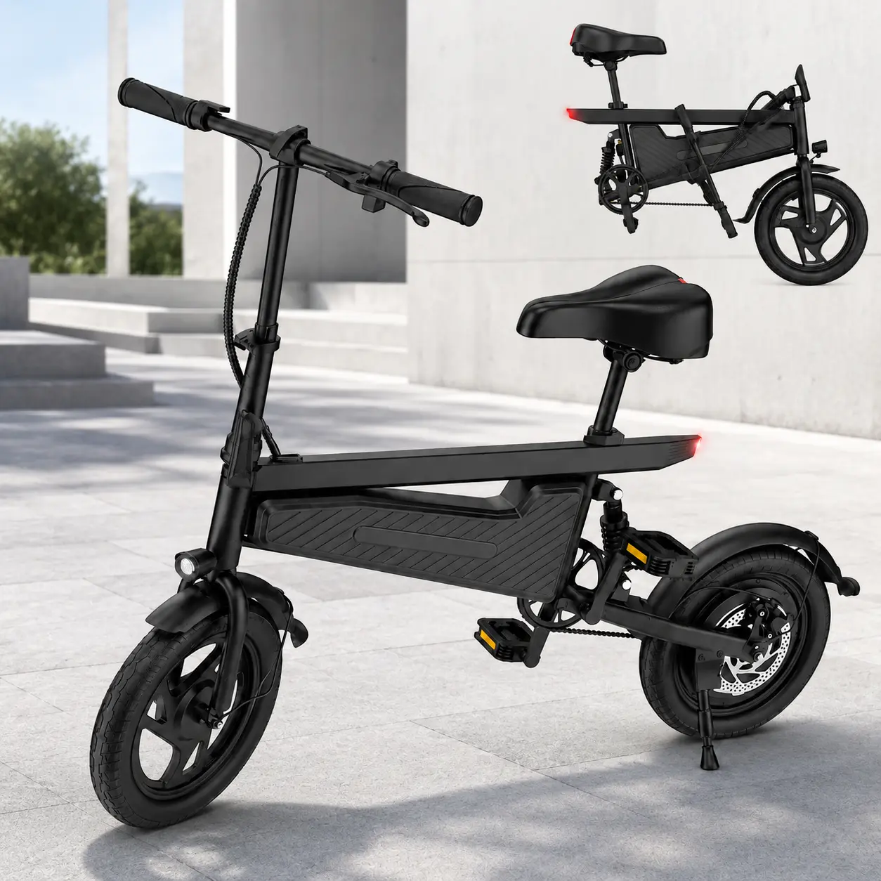 Adult Foldable Electric Scooter with Seat - 48V 5.2Ah/9Ah Battery Options, Smart Display, Safety Lights, Compact Commuting Design, LED Panel
