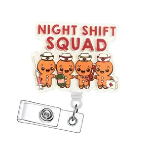 Christmas Retractable Badge Reels, Acrylic ID Holders with Clips for Nurses, Doctors, Students & Office Staff, 15-Piece Set