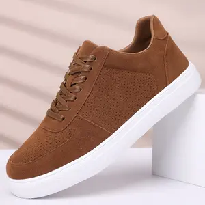 Mens Pure Color Casual Sneakers Brown Black Two Tone Lightweight Comfortable Walking Shoes