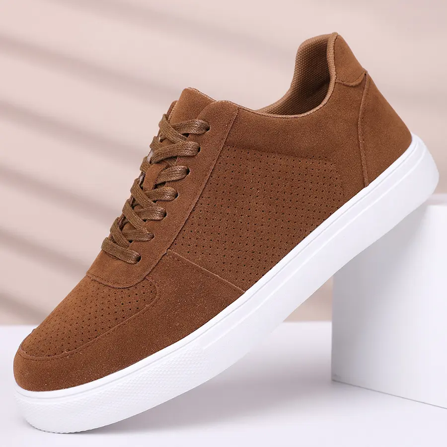 Mens Pure Color Casual Sneakers Brown Black Two Tone Lightweight Comfortable Walking Shoes