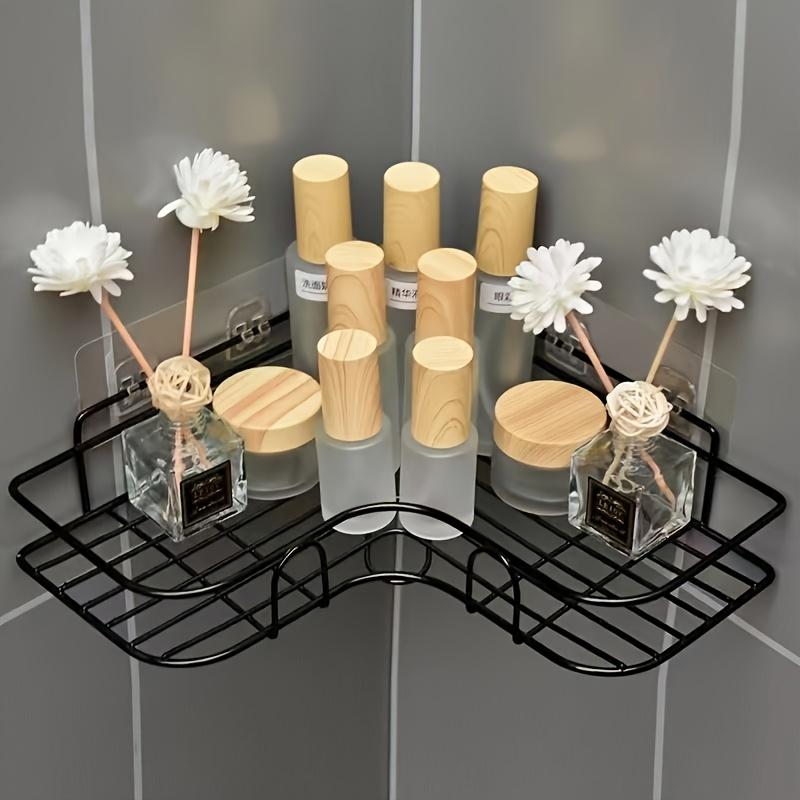 1-piece anti-rust stainless steel corner shower shelf - wall-mounted bathroom storage rack, suitable for shampoo, toner, and cosmetics, multi-compartment design saves space, black finish suitable for modern bathrooms, bathroom decor and accessories