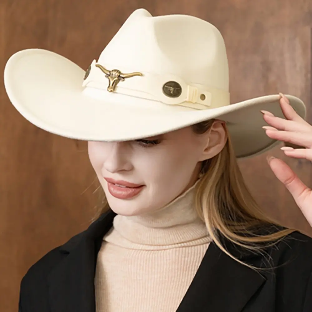IVY Steer Head Pointed Cowboy Fedora Panama Hat