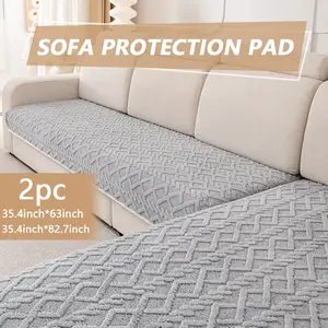 Solid color sofa cover 2pc plush sofa cushion, pet dog friendly sofa cover, plush delicate and soft anti slip protective sofa cover, bedroom, office, living room decoration, home decoration