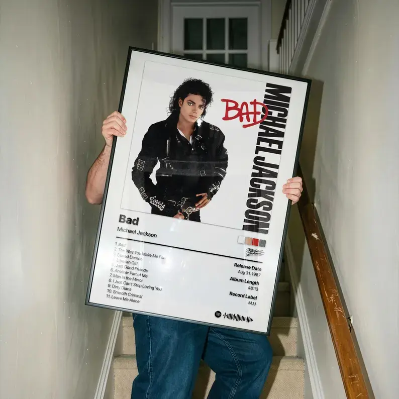 Poster Michael Jackson Bad Album Poster - Free Worldwide Shipping - 80s Album Poster - Hip Hop Wall Art homedecor