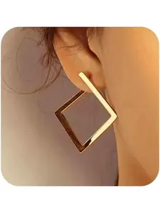 Vintage minimalist square earrings, irregular earrings, new exaggerated cool-style fashion earrings for women, open accessories, versatile for couples, best friends, dates and daily wear