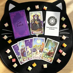 78 Cat Tarot Cards, Beginner-Friendly Large Size Tarot Deck, Fun Divination Game for Parties, Ideal for Beginners and Enthusiasts
