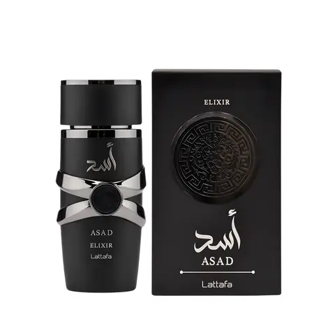 Men's Lattafa Asad Elixir Eau de Parfum - 3.4 fl oz EDP Liquid Cologne, Aromatic Amber Spicy Scent with Bold Pink Pepper, Cedarwood & Amber & Wood Notes