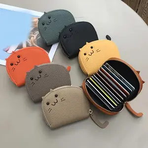New Cat Card Holder for Women - Compact, Cute, Multi-Card Holder | Advanced Cartoon Coin Purse Zipper Wallet Portable Wallet Letter Design Wallet