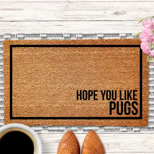 Hope You Like Pugs Doormat, Dog Doormat, Housewarming Gift, Pug Doormat, Dog Door Mat, Pug Owner Gift, Pug Gifts, Dog Lover Gift,Welcome Mat