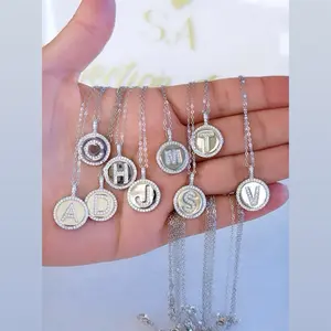 Initial pendant dainty necklace #5000 - 925 sterling silver