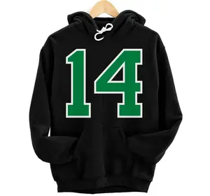 Personalized Number #14 Sports Jersey Green White Lucky Number Pullover Hoodie