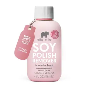 Soy Nail Polish Remover - Non-Acetone, Non-Toxic Fingernail Polish Remover for Natural Nails - Gentle, Vegan Formula with Lavender Oil & Vitamins A, C & E (4 fl oz)