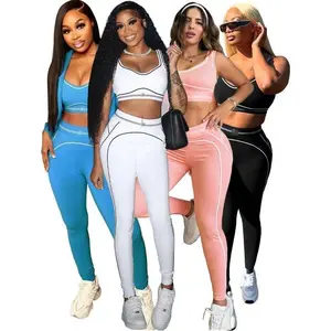 workout sets women Fitness Women 2 Piece Set Sleeveless Tank Top Skinny Jogging Pants Matching Set 2025 Summer Popular Streetwear Sporty Tracksuits