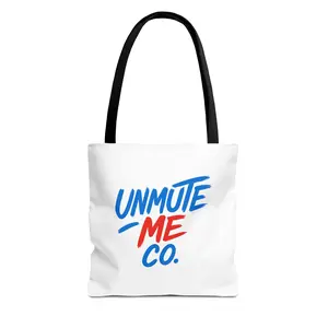 UNMUTE ME CO Statement Tote Bag - Bold Typography, Heavy Duty Canvas, High Contrast Print, Gen Z, Eco-Friendly, Protest Bag