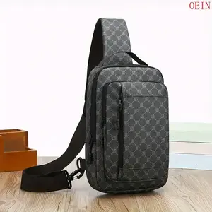 oein Men'S Fashion Simple Business Casual Chest Bag, Multi-Pocket Sling Bag