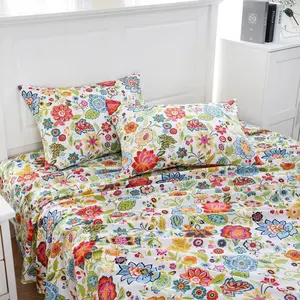 Extra Deep Pocket Queen-Floral Queen Size-Fit Up to 18"-24" Mattress-1800 Microfiber Cooling Ultra Wrinkle Free(Flower)